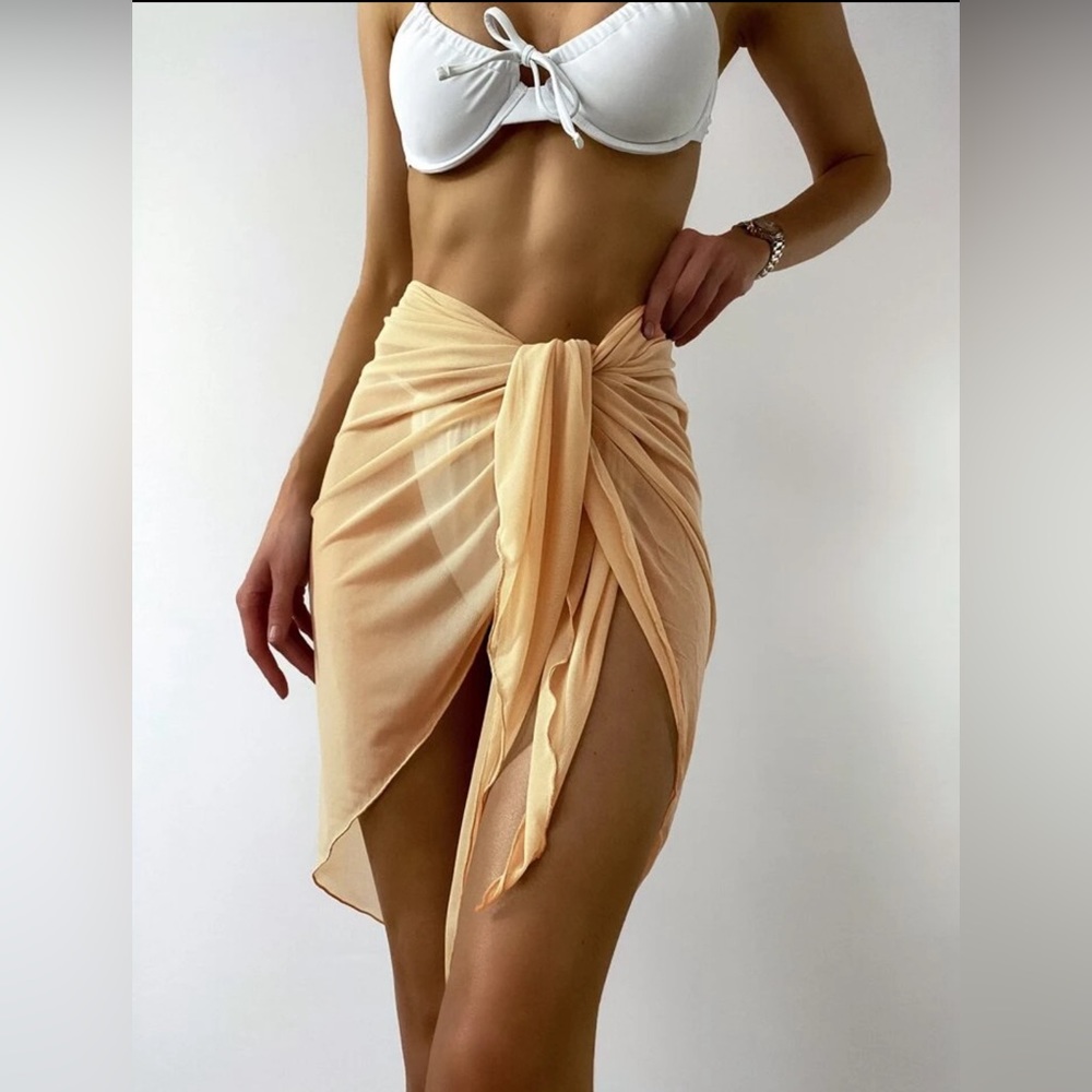 Mesh Knot Cover Up Skirt